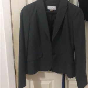 Calvin Klein gray vertical striped blazer